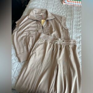 NWT 100% cotton mocha loungewear set